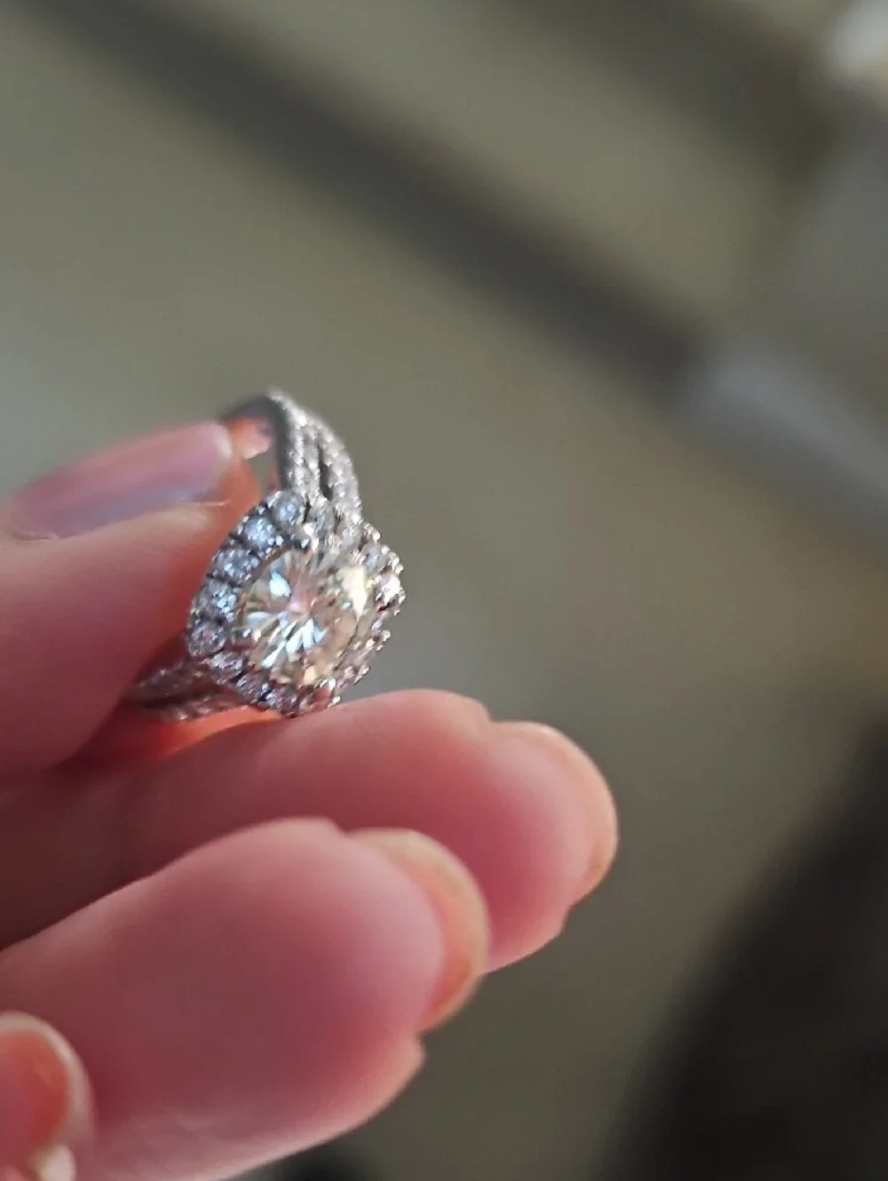 Classic Halo Diamond Engagement Ring in 14k White Gold - White Almost 3 Carat